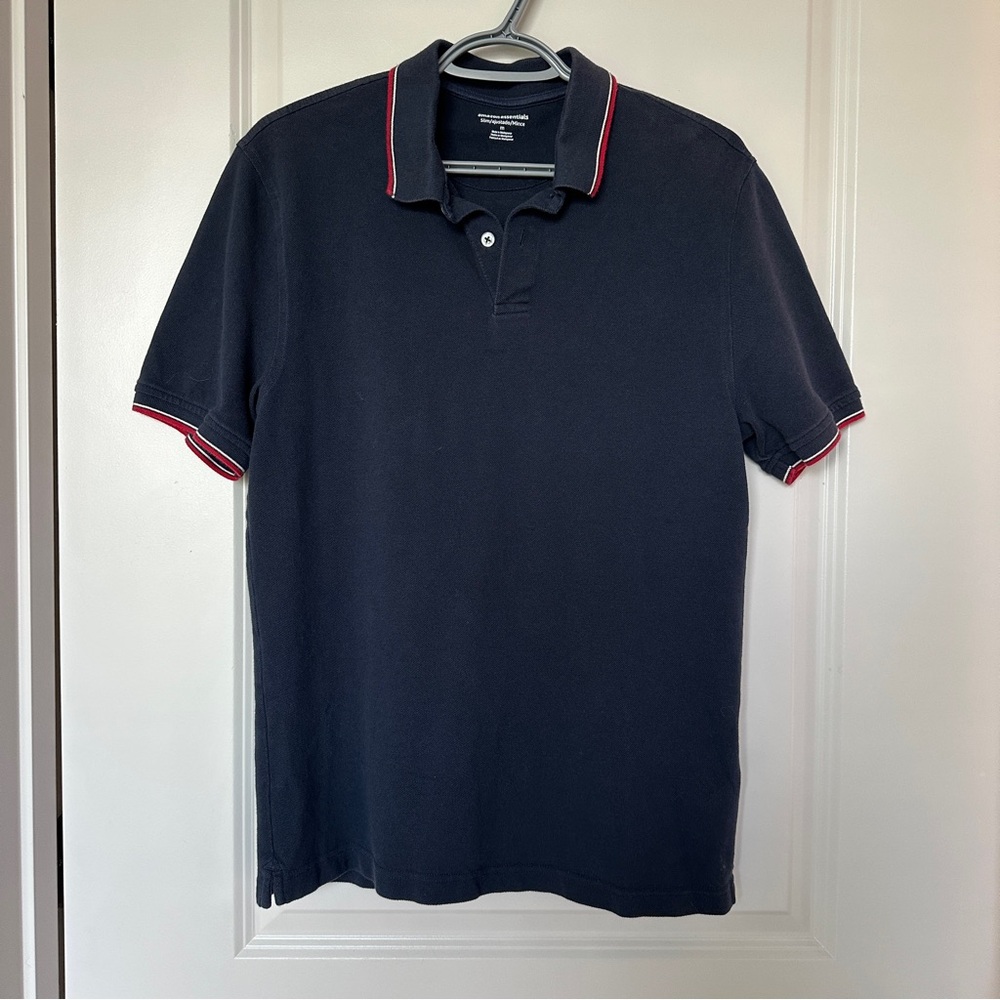 Navy Blue Amazon Essentials Men's Slim Fit Polo Shirt - Medium